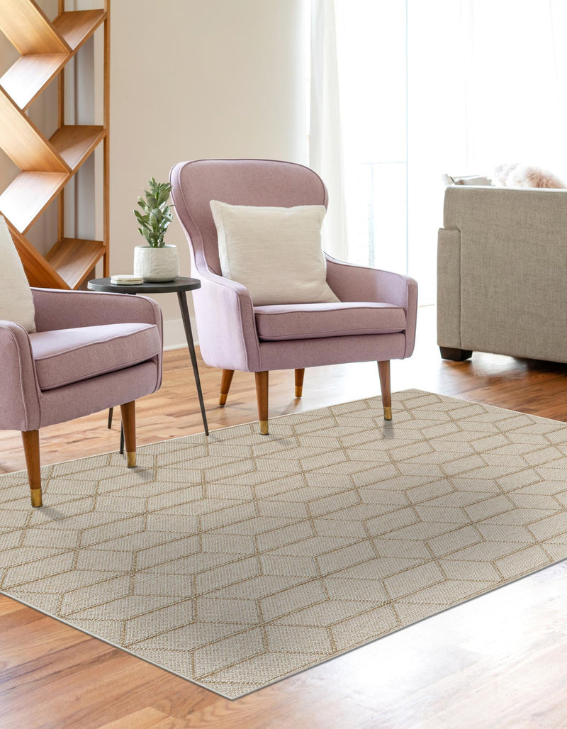 Seaside Lattice Collection Area Rug - Savannah Rectangle Beige  lifestyle 31