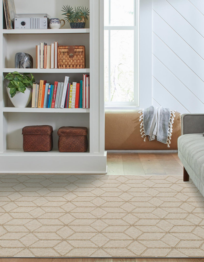 Seaside Lattice Collection Area Rug - Savannah Rectangle Beige  lifestyle 49