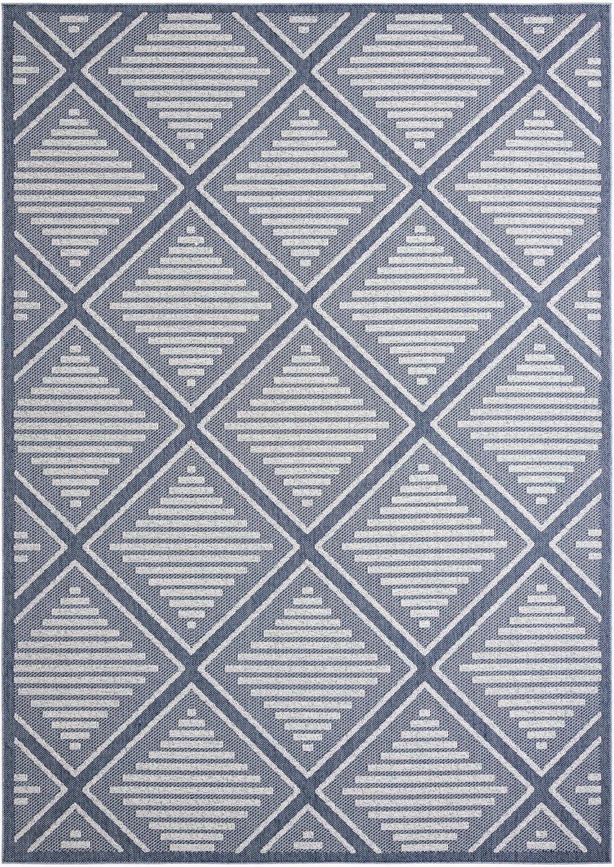 Seaside Lattice Collection Area Rug -  Eden Rectangle Navy Blue Main