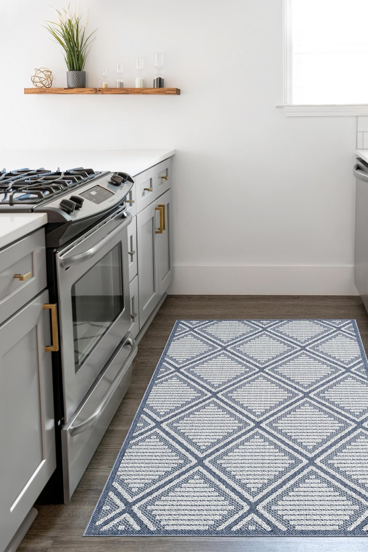 Seaside Lattice Collection Area Rug -  Eden Rectangle Navy Blue  lifestyle 5