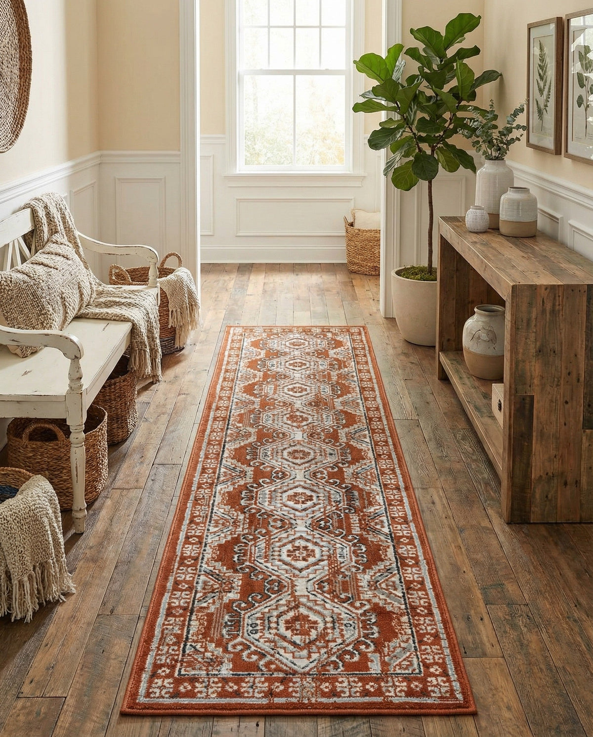 Savannah Elegance Collection Area Rug -  Tybee (Terracotta) Runner Terracotta  lifestyle 65