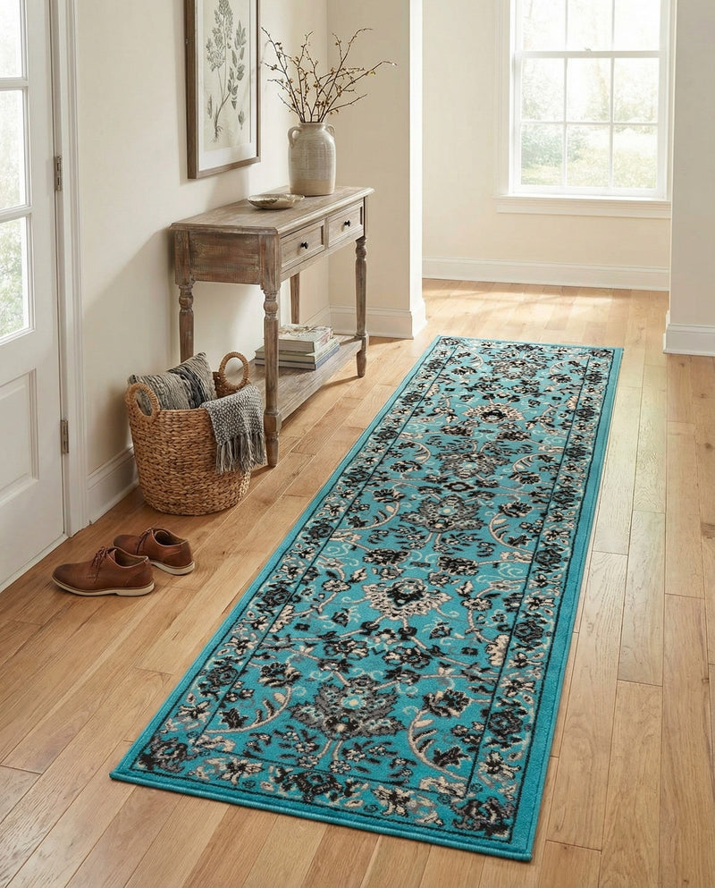 Isfahan Elegance Collection Area Rug - Naghsh-e Jahan (Turquoise) Runner Turquoise  lifestyle 48