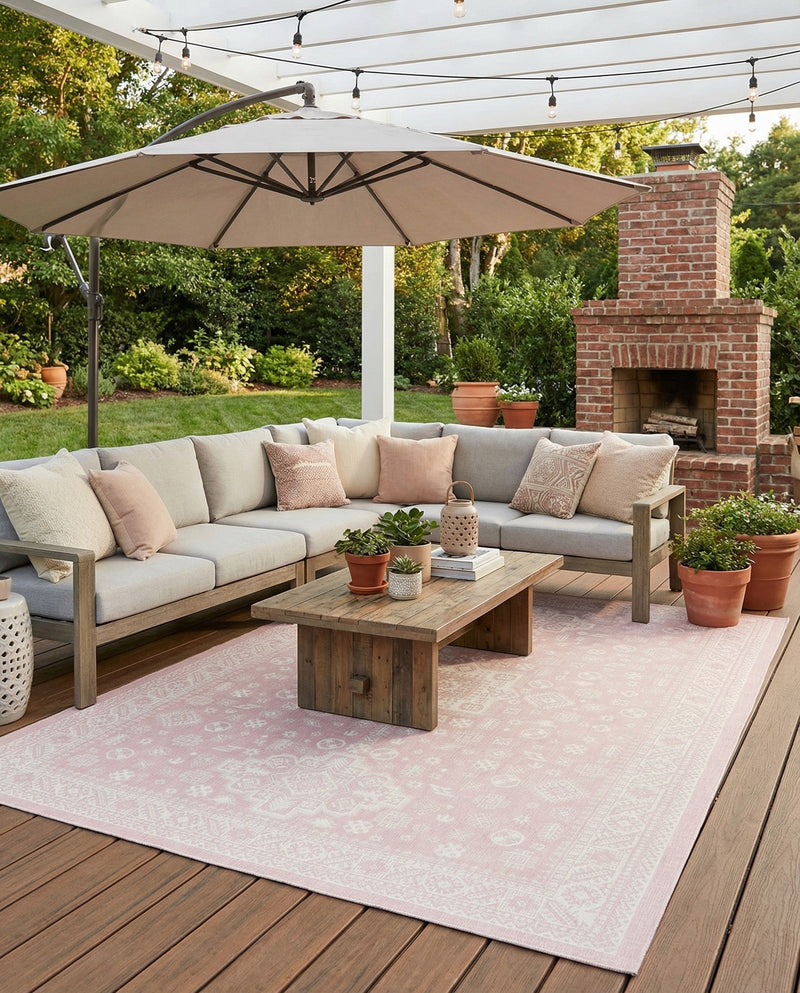 Tribal Terrace Treasures Collection Area Rug -  Incan Isle (Pink) Rectangle Pink  lifestyle 32