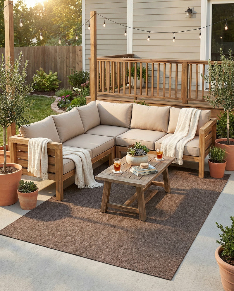 Seaside Serenity Collection Area Rug - Veranda (Light Brown) Rectangle Light Brown  lifestyle 21