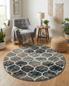 Trellis Mosaic Collection Area Rug -  Pergolatown (Blue Multi) Round Blue Multi  lifestyle 39