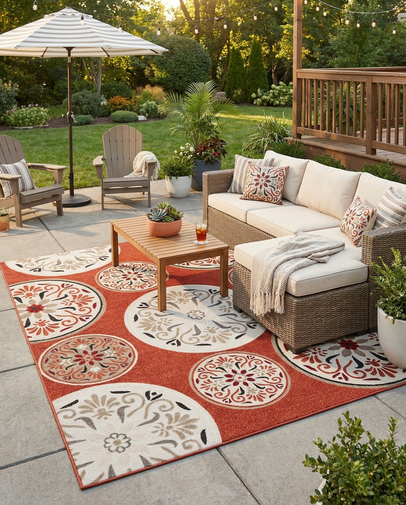 Urban Terrace Collection Area Rug -  Deck Rectangle Terracotta  lifestyle 23