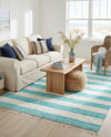 Tassel Trail Collection Area Rug - Pathway (Turquoise and Ivory) Rectangle Turquoise and Ivory  lifestyle 3