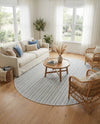 Seaside Stripes Collection Area Rug -  Boardwalk (Teal) Round Teal  lifestyle 82