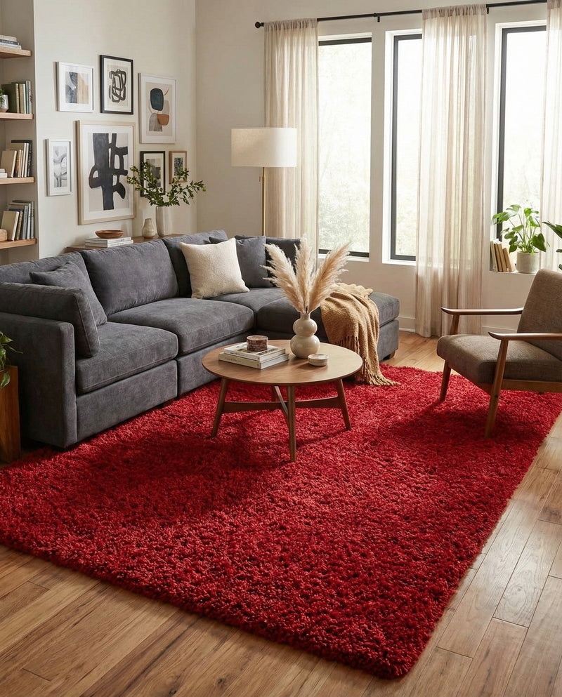 Plush Oasis Collection Area Rug - Serenity (Cherry Red) Rectangle Cherry Red  lifestyle 6