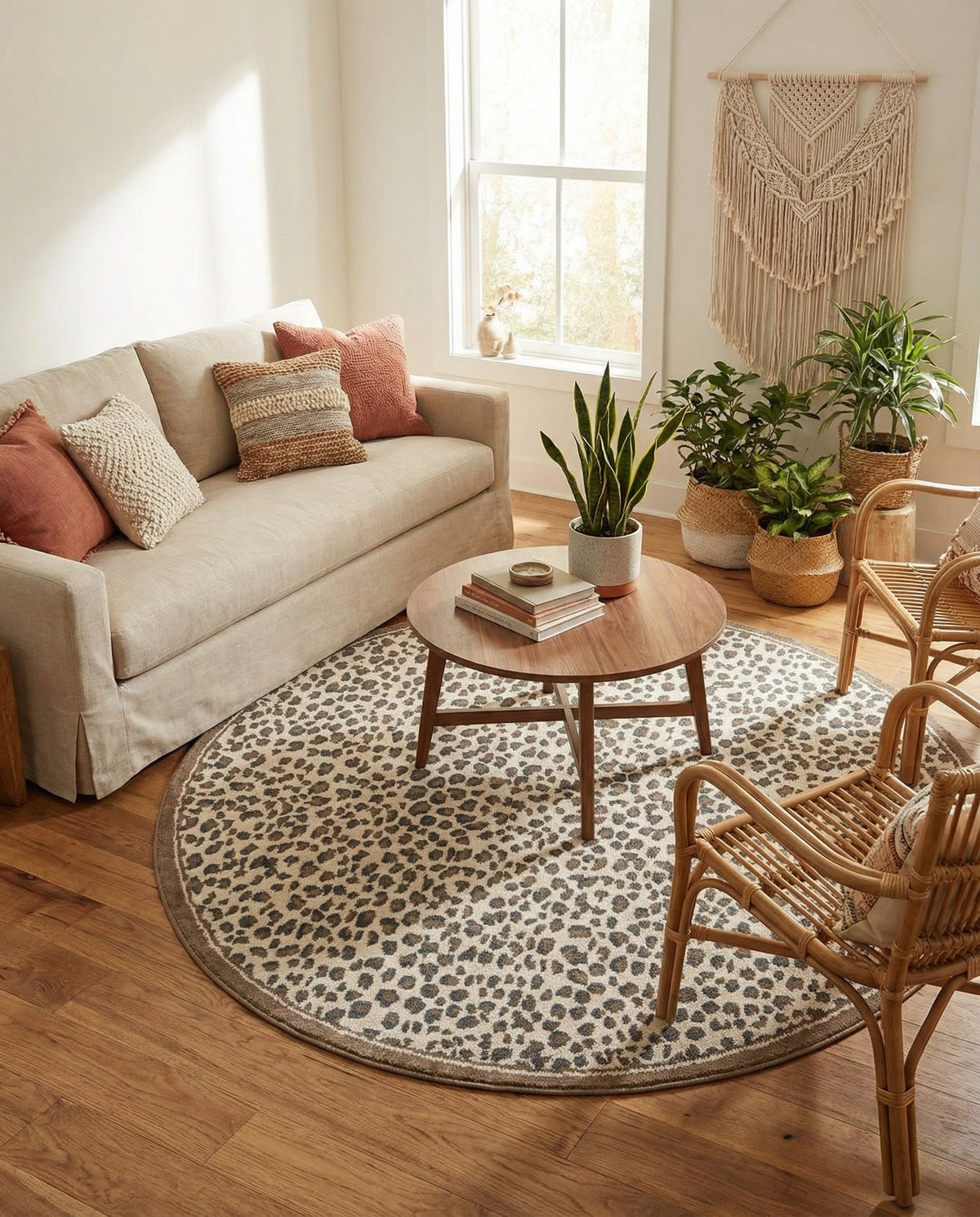 Savannah Sojourn Collection Area Rug - Serengeti Round Brown  lifestyle 141