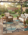 Outdoor Marrakesh Collection Area Rug -  Rabat Rectangle Gray Blue Ivory  lifestyle 12