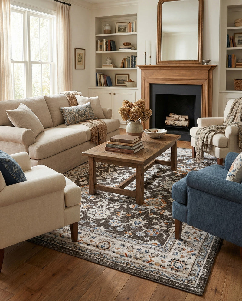 Savannah Elegance Collection Area Rug - Augusta (Fume Gray) Rectangle Fume Gray  lifestyle 8