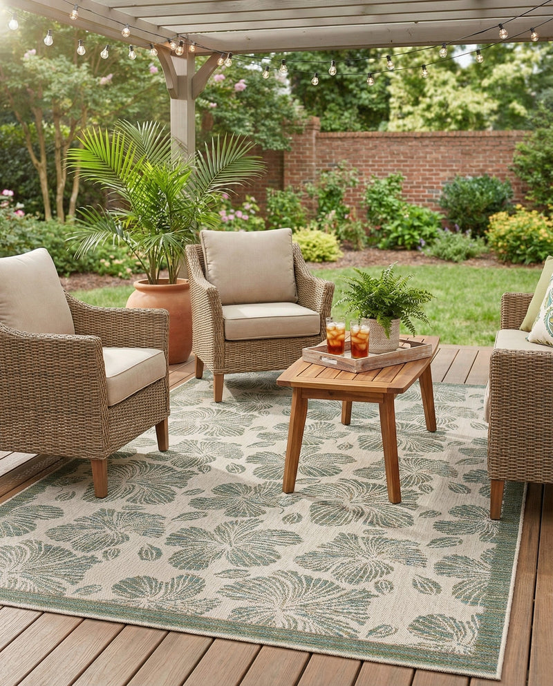 Coastal Terrace Collection Area Rug -  Marina Rectangle Ivory and Beige  lifestyle 14