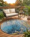 Urban Terrace Collection Area Rug -  Lanai Round Gradient Blue  lifestyle 74