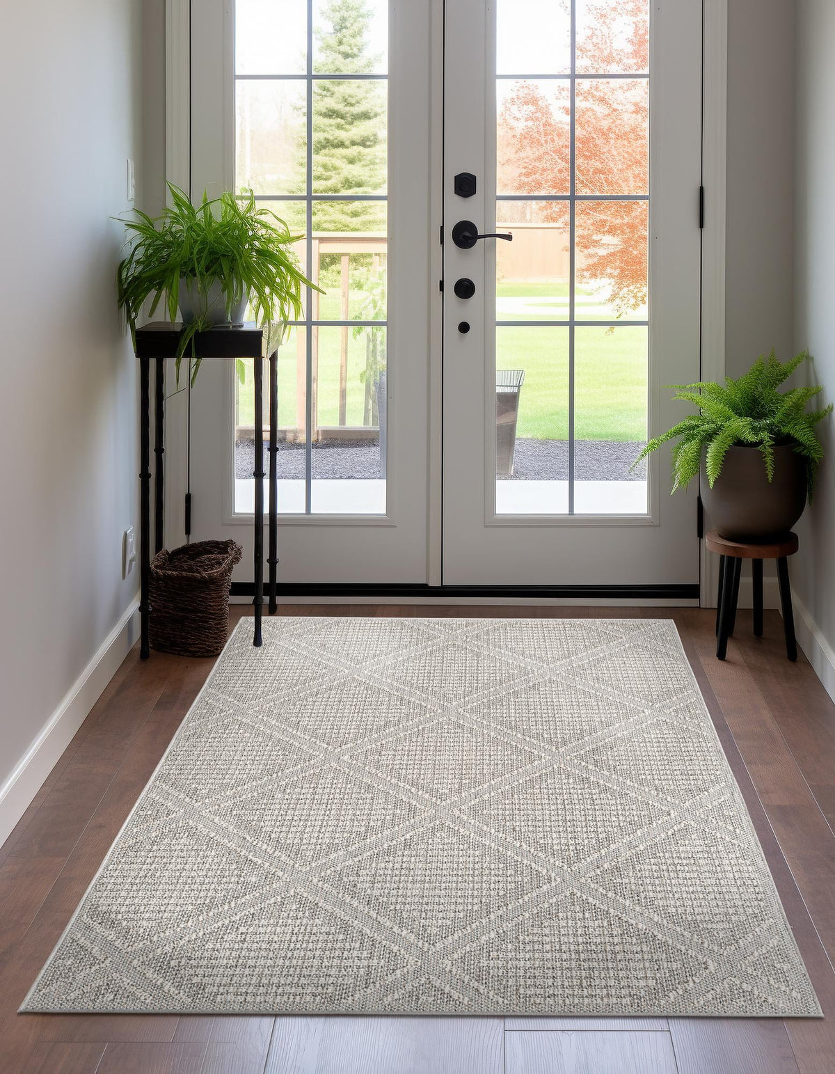 Seaside Lattice Collection Area Rug -  Eden Rectangle Light Gray  lifestyle 5