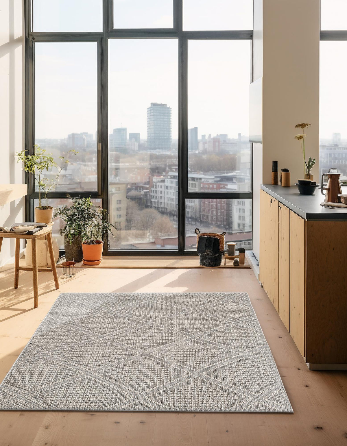 Seaside Lattice Collection Area Rug -  Eden Rectangle Light Gray  lifestyle 9
