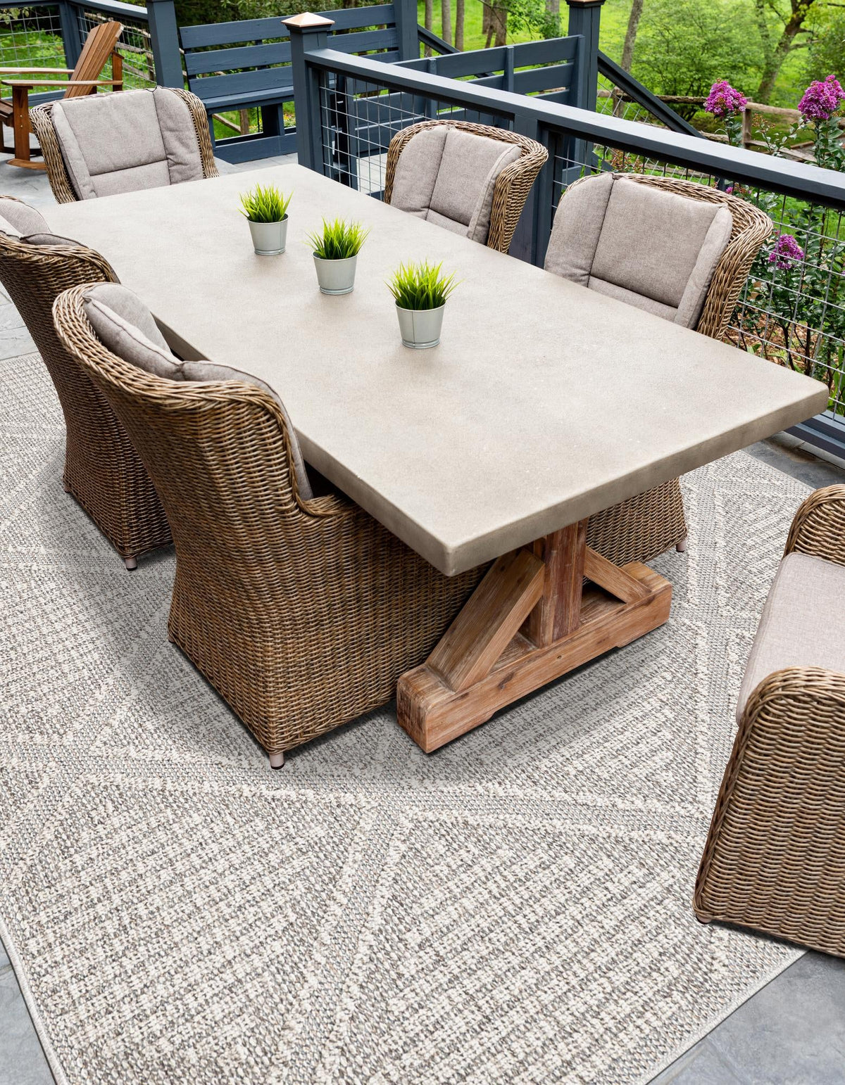 Seaside Lattice Collection Area Rug -  Eden Rectangle Light Gray  lifestyle 19