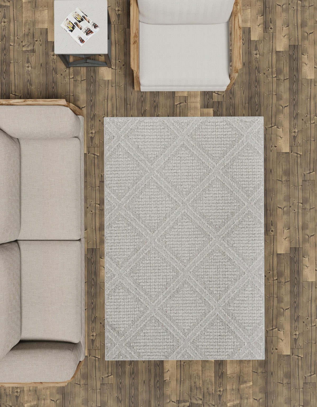 Seaside Lattice Collection Area Rug -  Eden Rectangle Light Gray  lifestyle 22