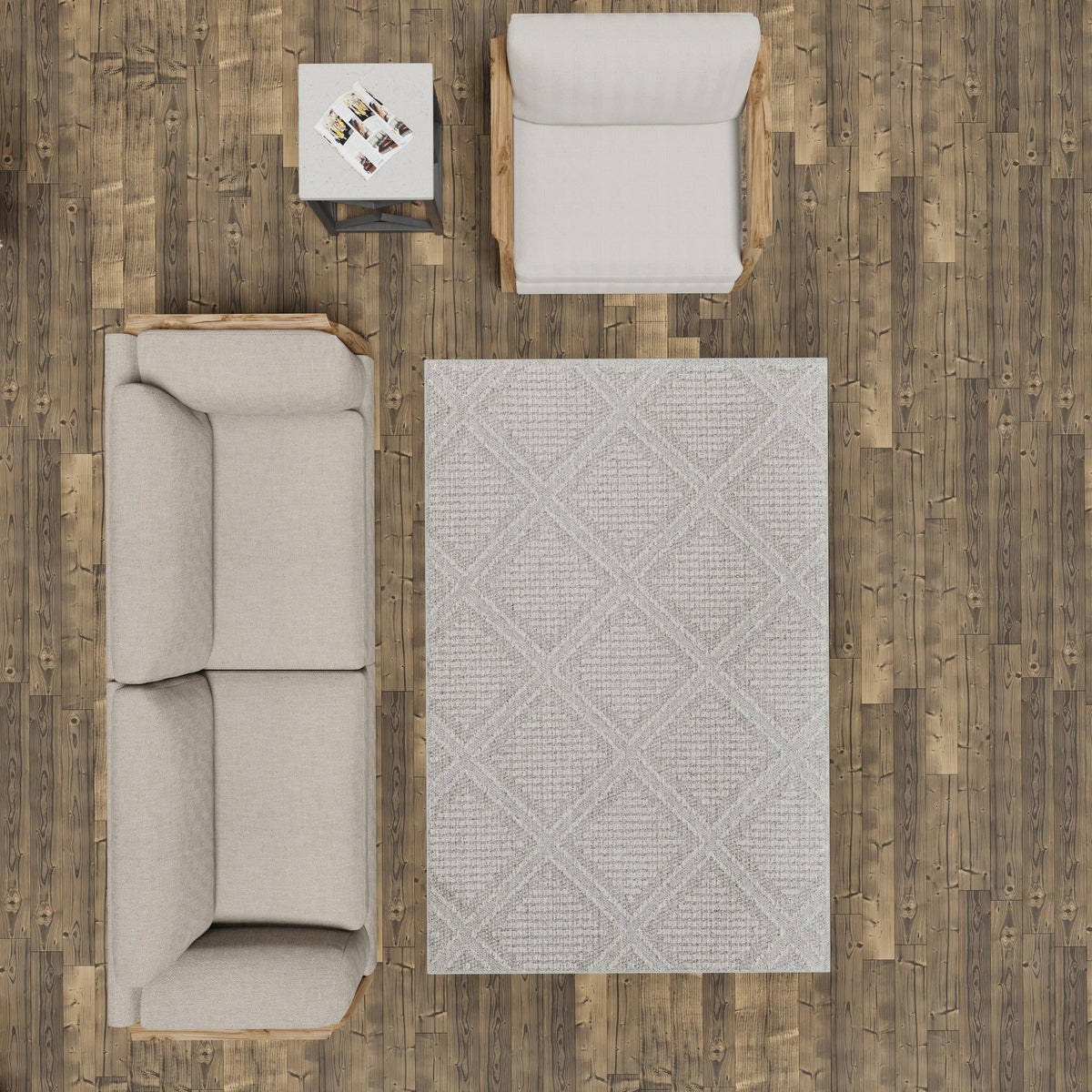 Seaside Lattice Collection Area Rug -  Eden Rectangle Light Gray  lifestyle 35
