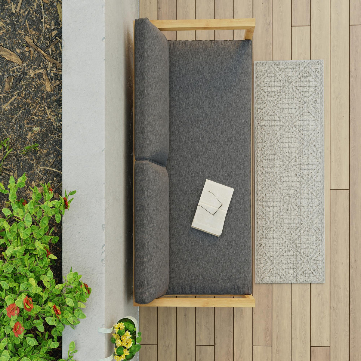 Seaside Lattice Collection Area Rug -  Eden Runner Light Gray  lifestyle 144