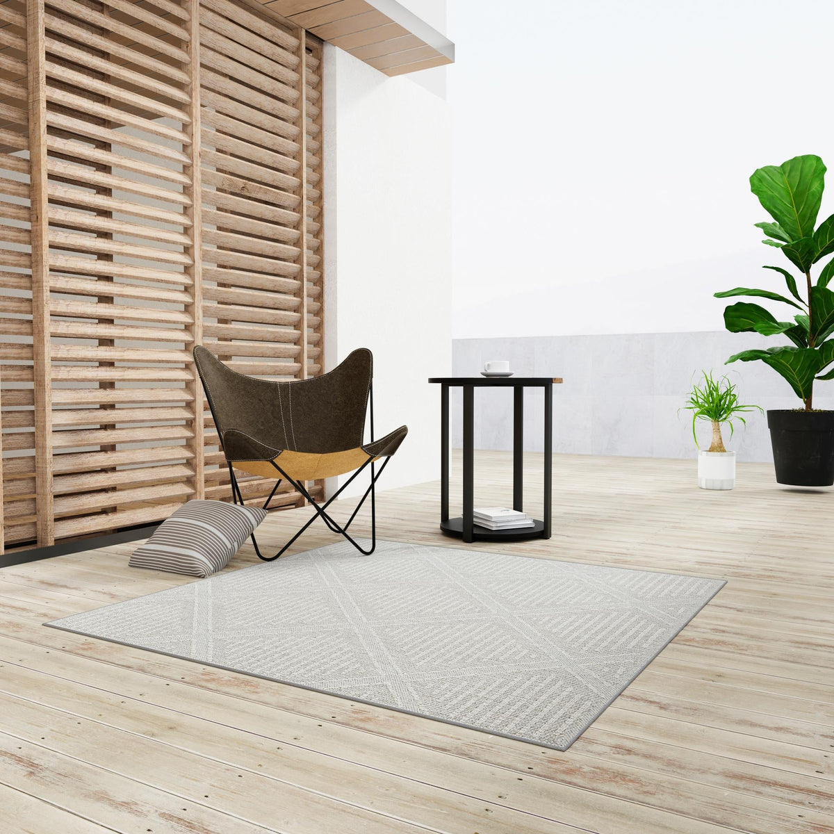 Seaside Lattice Collection Area Rug -  Eden Square Light Gray  lifestyle 134