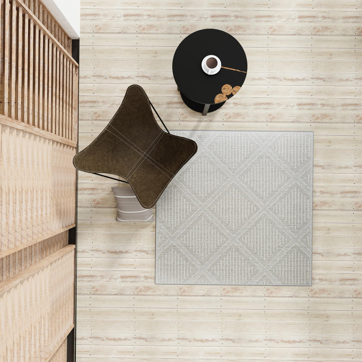 Seaside Lattice Collection Area Rug -  Eden Square Light Gray  lifestyle 146