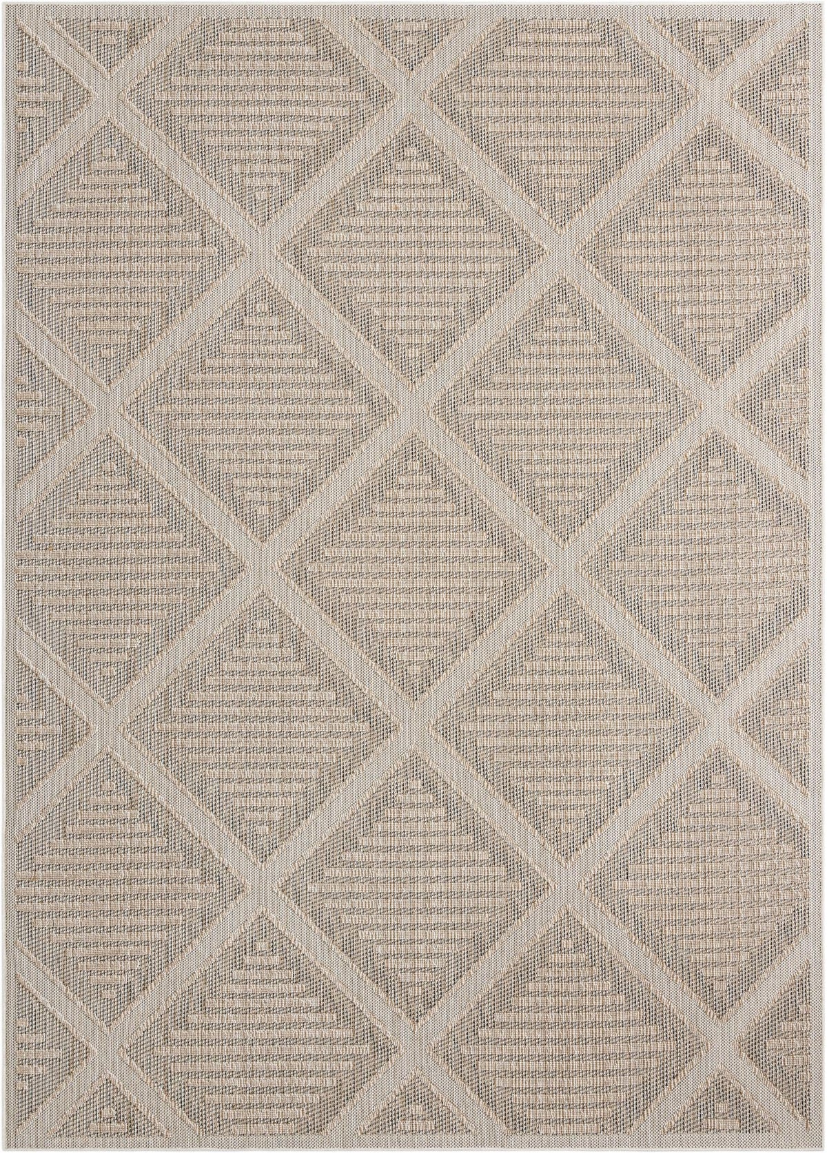 Seaside Lattice Collection Area Rug -  Eden Rectangle Khaki  lifestyle 2