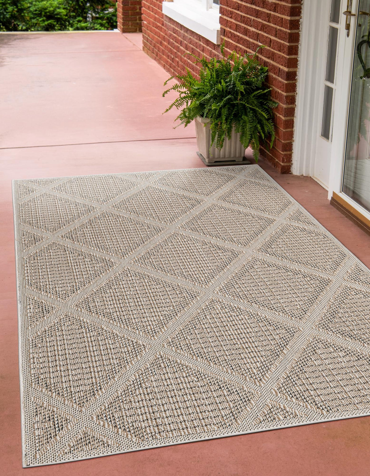 Seaside Lattice Collection Area Rug -  Eden Rectangle Khaki  lifestyle 4