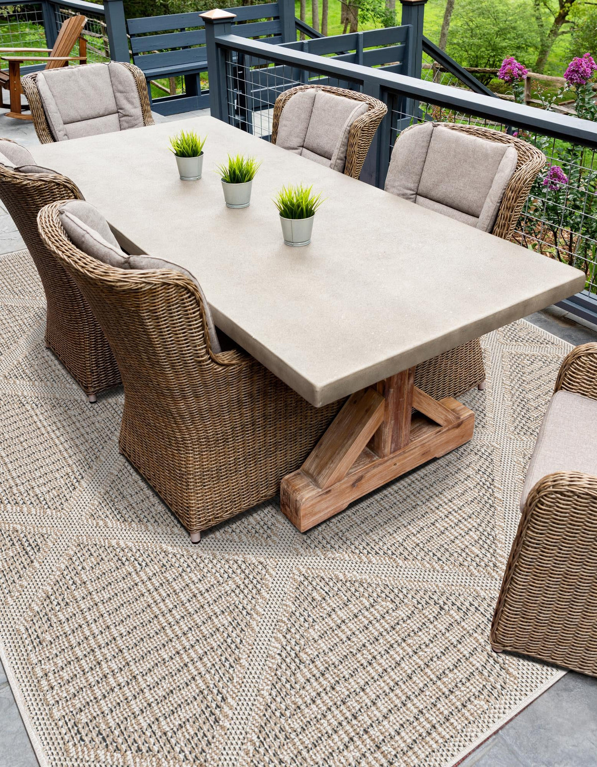 Seaside Lattice Collection Area Rug -  Eden Rectangle Khaki  lifestyle 16