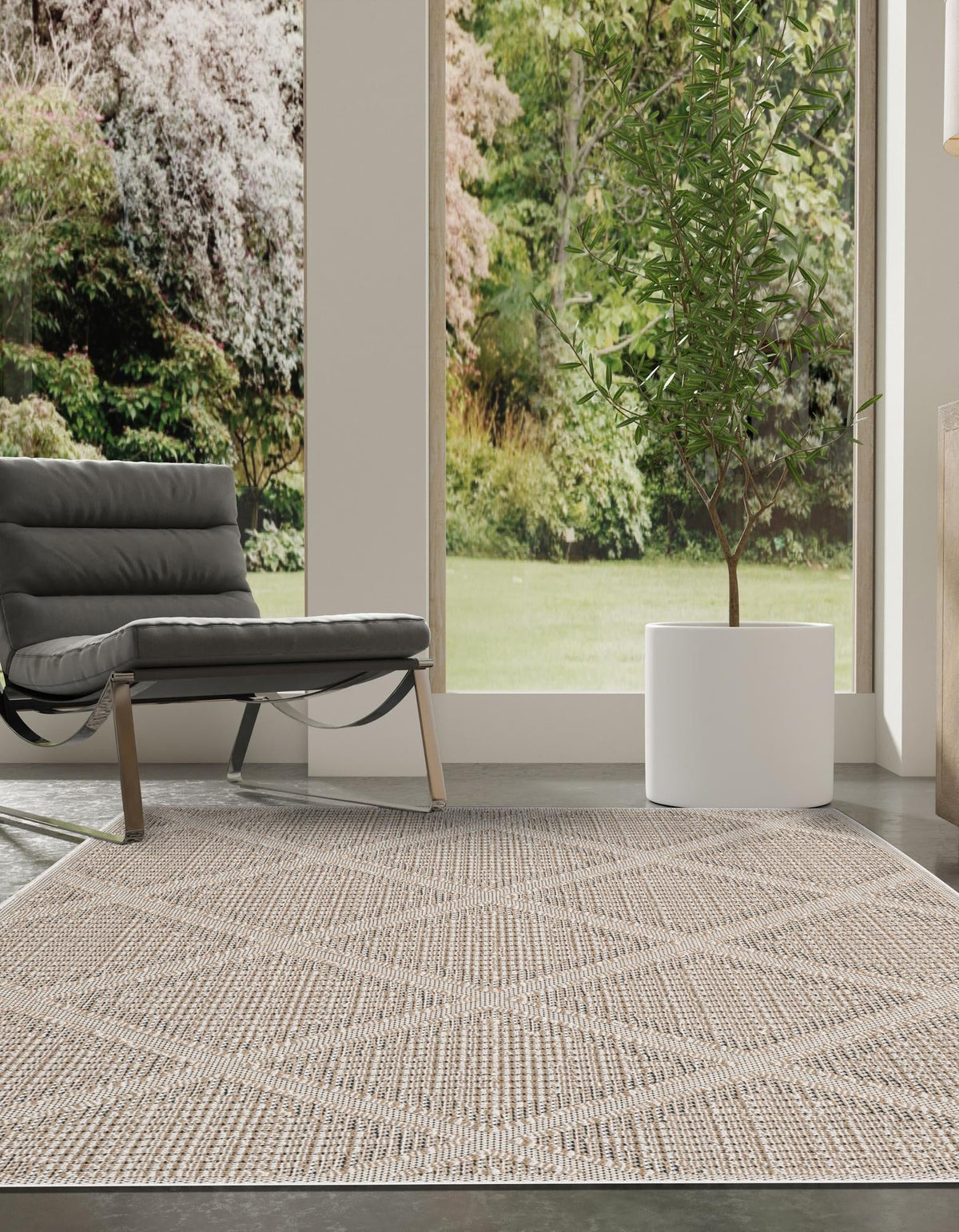 Seaside Lattice Collection Area Rug -  Eden Rectangle Khaki  lifestyle 19