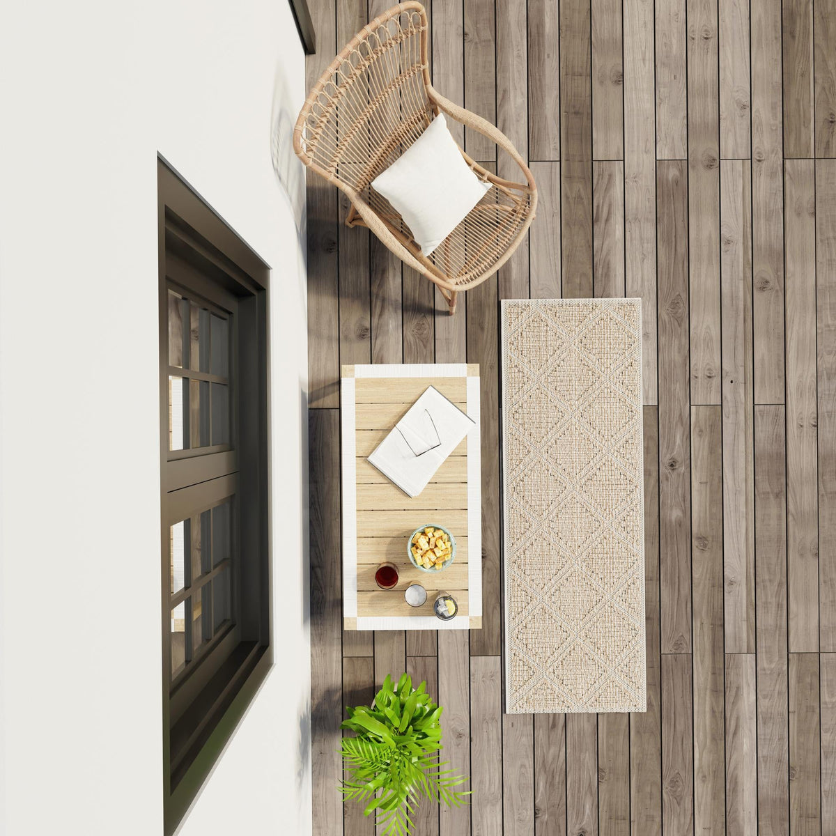 Seaside Lattice Collection Area Rug -  Eden Runner Khaki  lifestyle 147