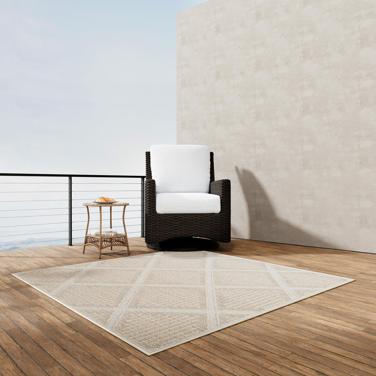 Seaside Lattice Collection Area Rug -  Eden Square Khaki  lifestyle 137