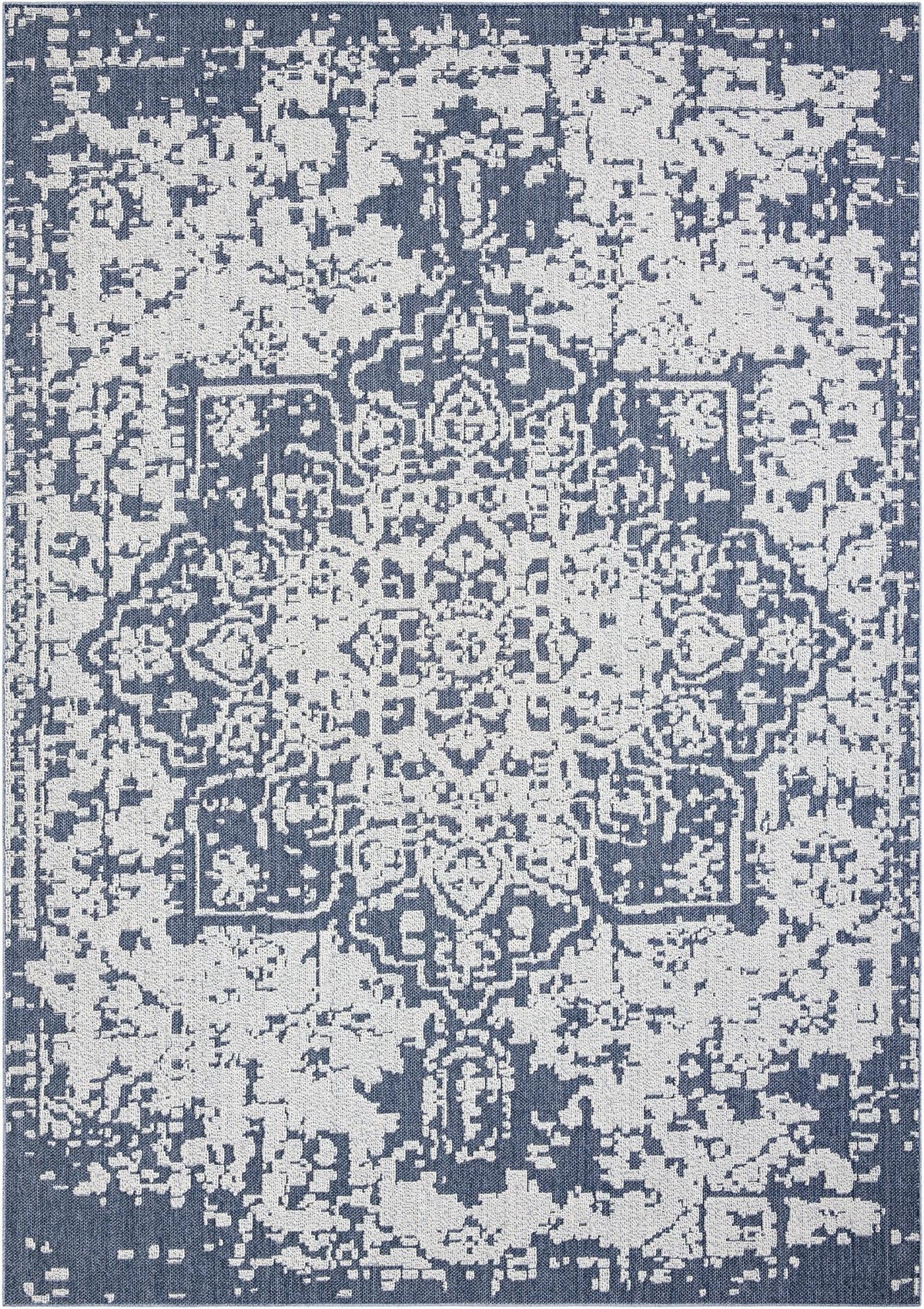 Patio Heritage Collection Area Rug - Santorini Rectangle Navy Blue Main
