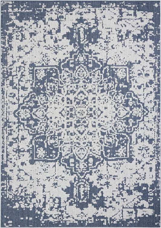 Patio Heritage Collection Area Rug - Santorini Rectangle Navy Blue Main