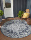 Patio Heritage Collection Area Rug - Santorini Round Navy Blue  lifestyle 73