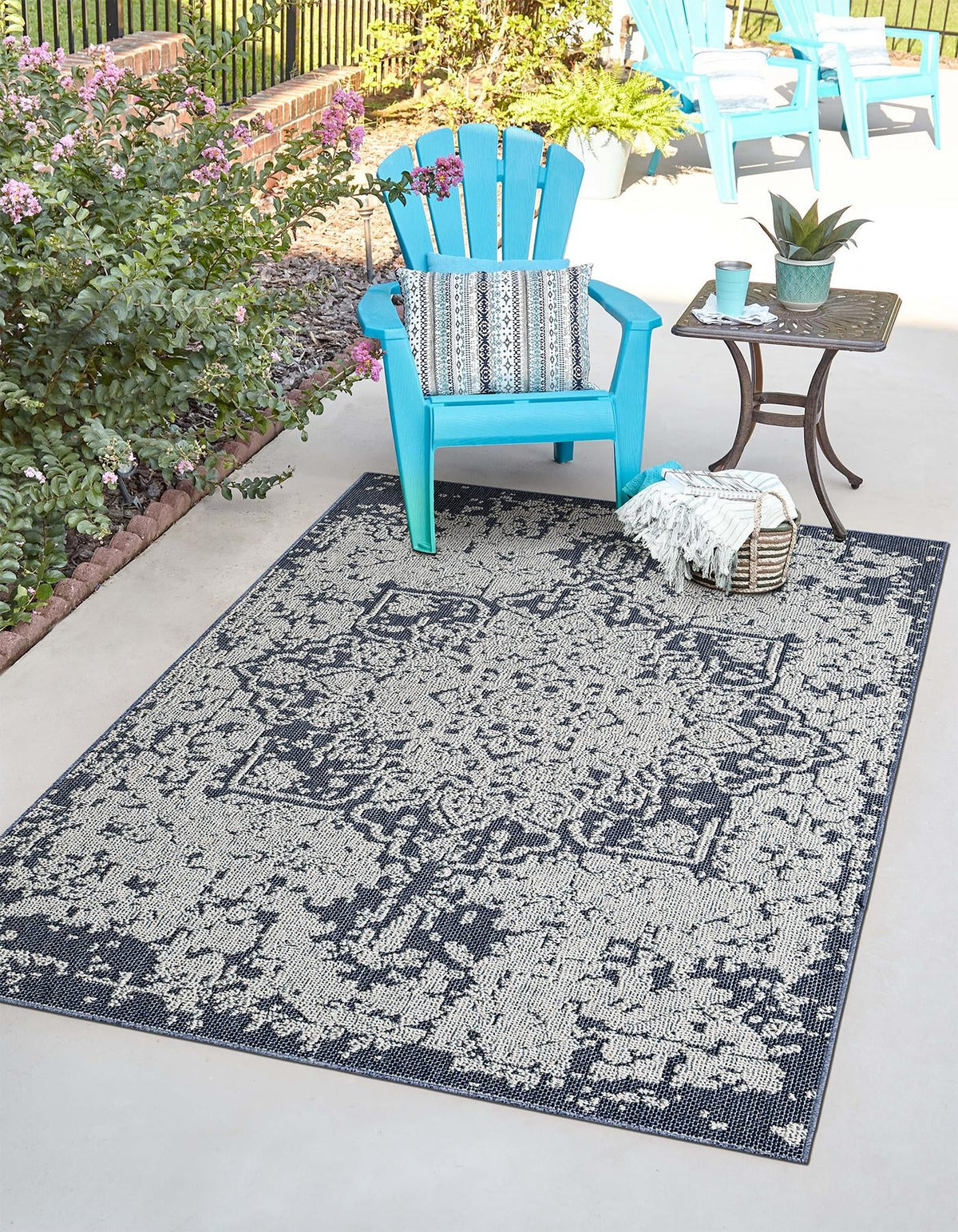 Patio Heritage Collection Area Rug - Santorini Rectangle Navy Blue  lifestyle 2