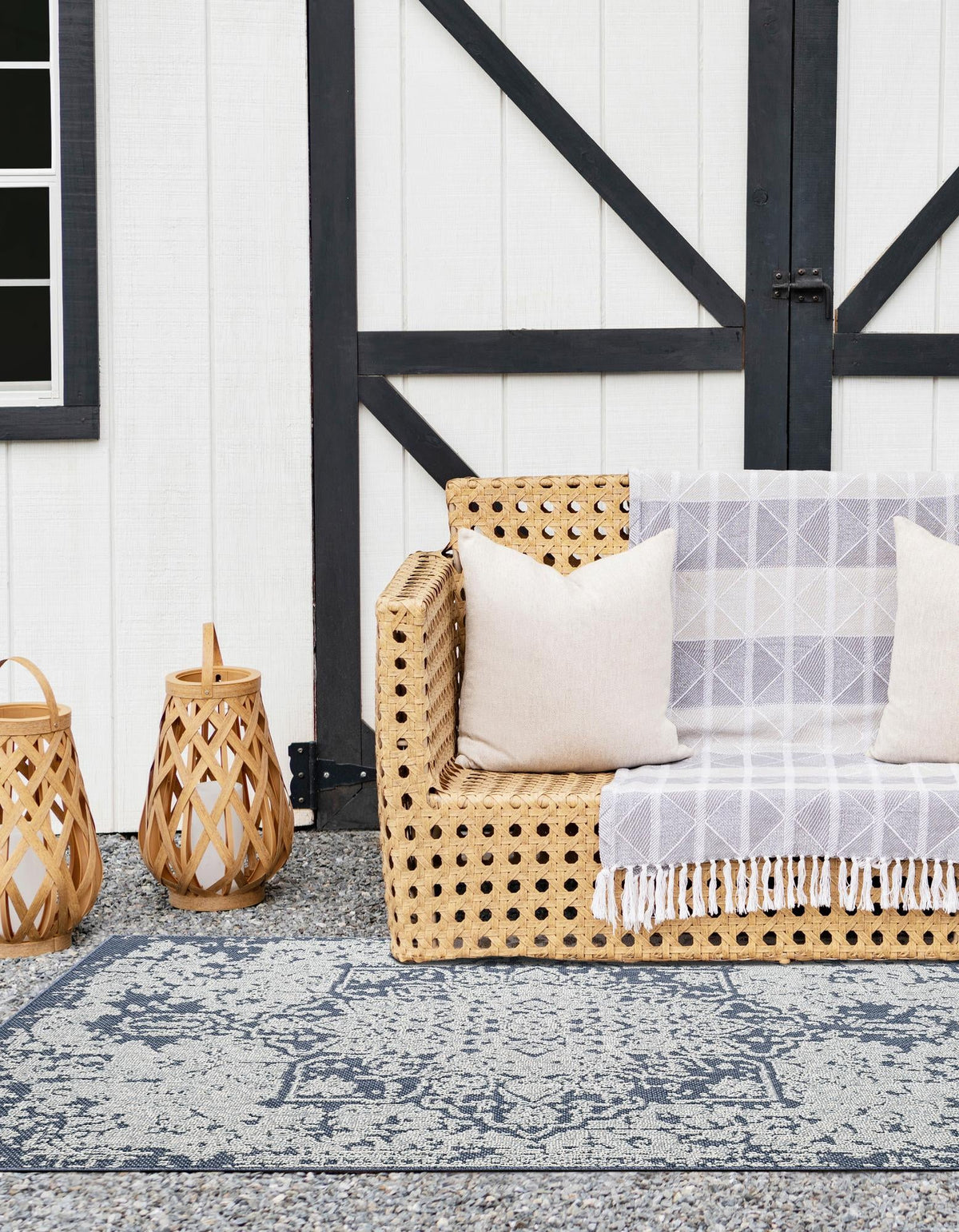 Patio Heritage Collection Area Rug - Santorini Rectangle Navy Blue  lifestyle 6