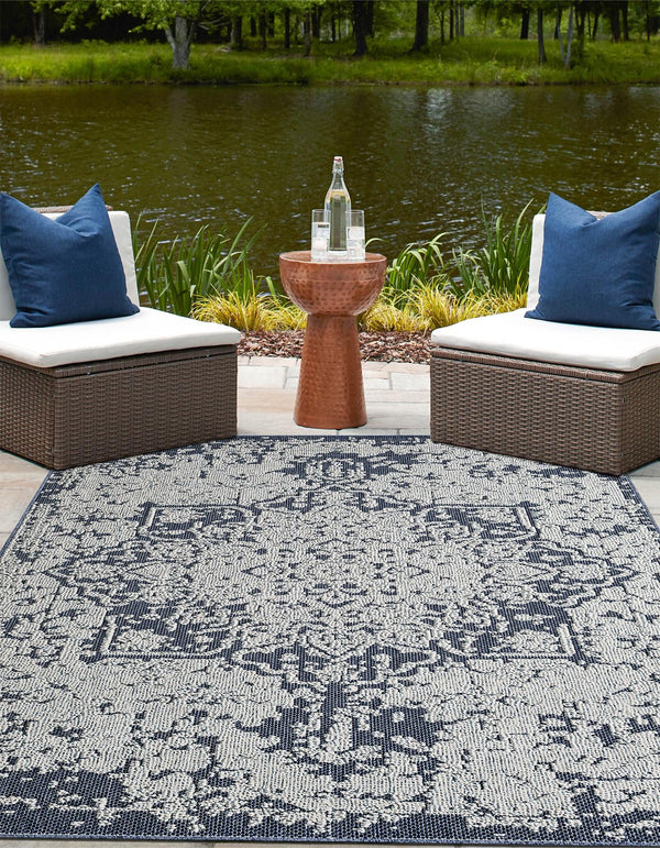 Patio Heritage Collection Area Rug - Santorini Rectangle Navy Blue  lifestyle 16