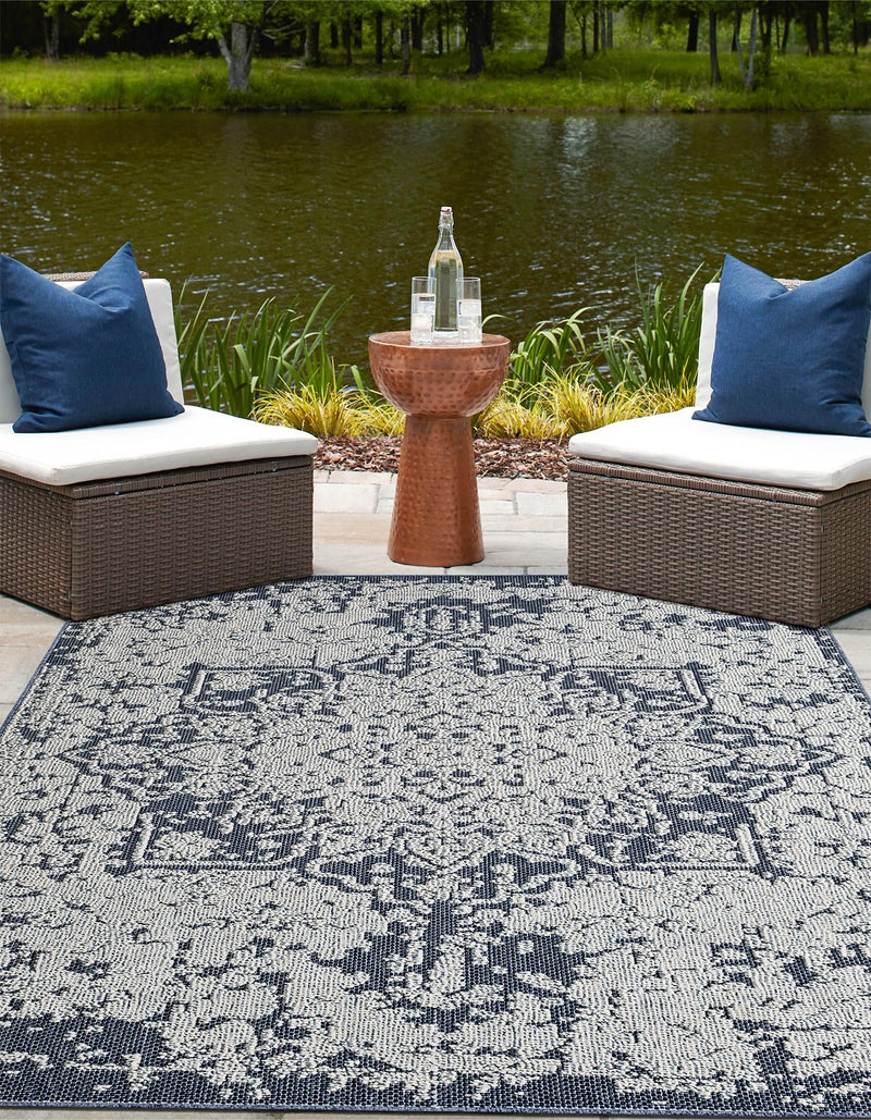 Patio Heritage Collection Area Rug - Santorini Rectangle Navy Blue  lifestyle 16