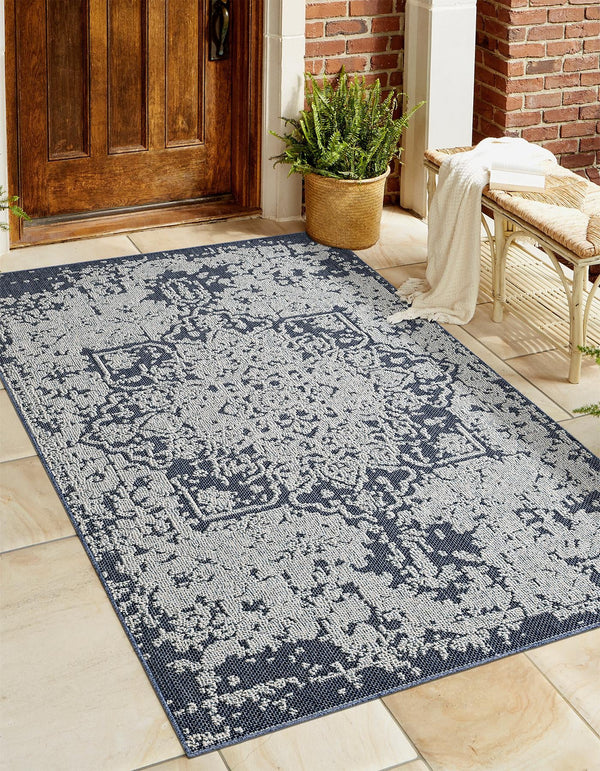 Patio Heritage Collection Area Rug - Santorini Rectangle Navy Blue  lifestyle 17