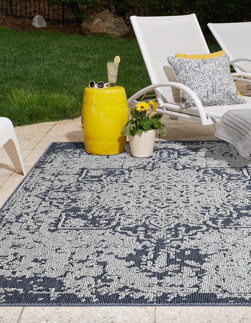 Patio Heritage Collection Area Rug - Santorini Rectangle Navy Blue  lifestyle 18