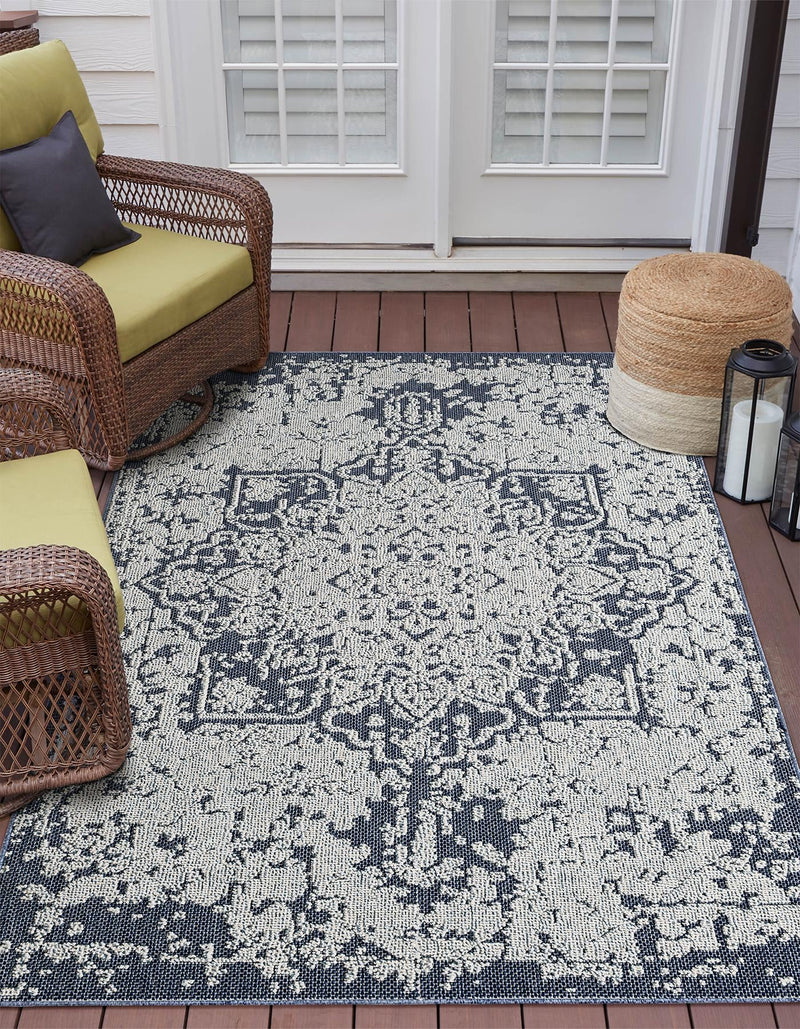 Patio Heritage Collection Area Rug - Santorini Rectangle Navy Blue  lifestyle 20