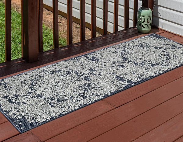 Patio Heritage Collection Area Rug - Santorini Runner Navy Blue  lifestyle 123