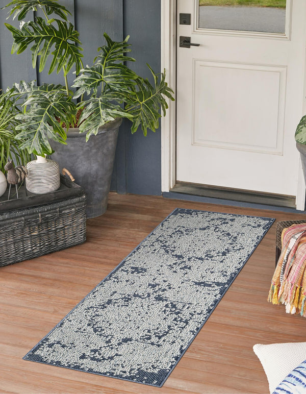 Patio Heritage Collection Area Rug - Santorini Runner Navy Blue  lifestyle 138