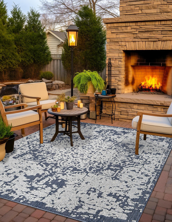 Patio Heritage Collection Area Rug - Santorini Square Olive  lifestyle 110