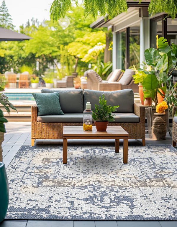 Patio Heritage Collection Area Rug - Santorini Square Olive  lifestyle 120