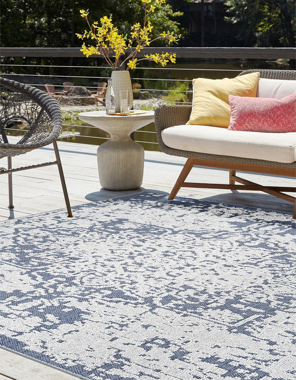 Patio Heritage Collection Area Rug - Santorini Square Olive  lifestyle 135