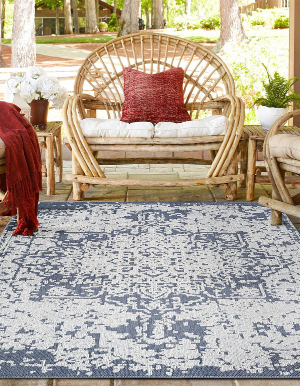 Patio Heritage Collection Area Rug - Santorini Square Olive  lifestyle 140