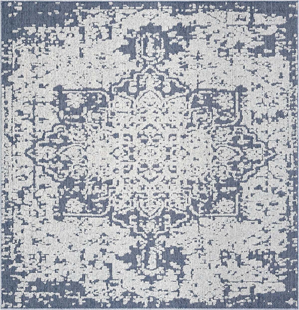 Patio Heritage Collection Area Rug - Santorini Square Navy Blue  lifestyle 61