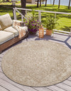 Patio Heritage Collection Area Rug - Santorini Round Khaki  lifestyle 76